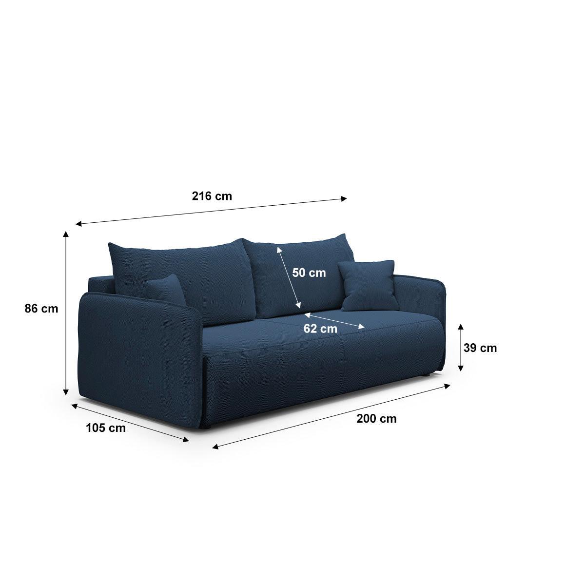 SOFA Claudio 3 Sitzplätze Dunkelblau - Blau, Holz (216/86/105cm) - Petits-meubles