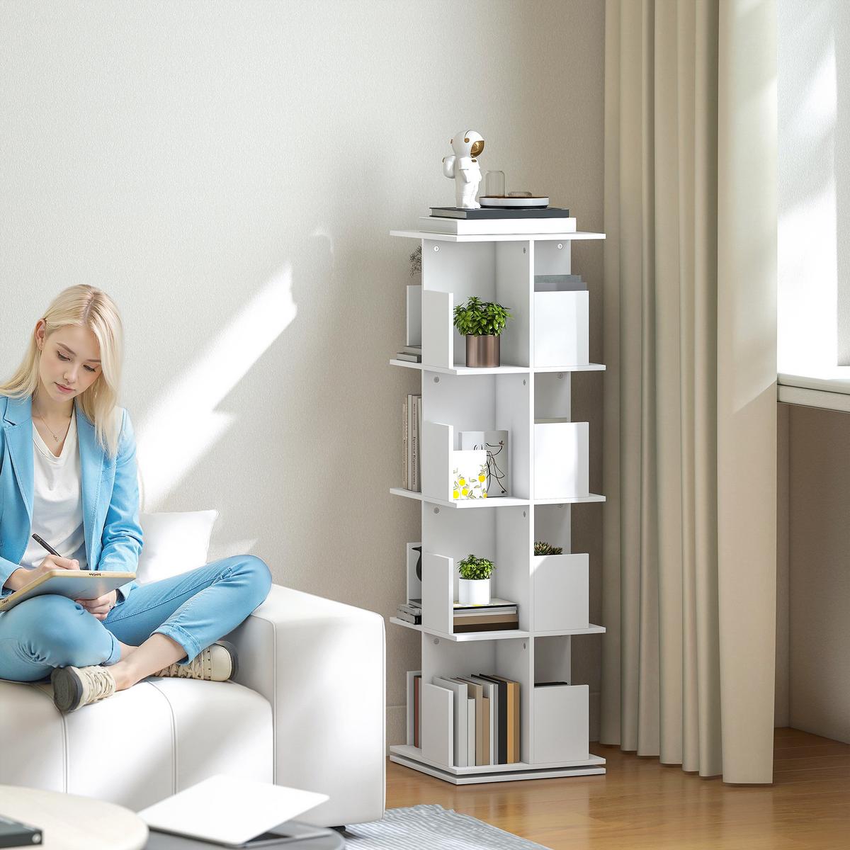 BÜCHERREGAL Spanplatte Weiß - Weiß, Holzwerkstoff (39/128.3/39cm) - HOMCOM