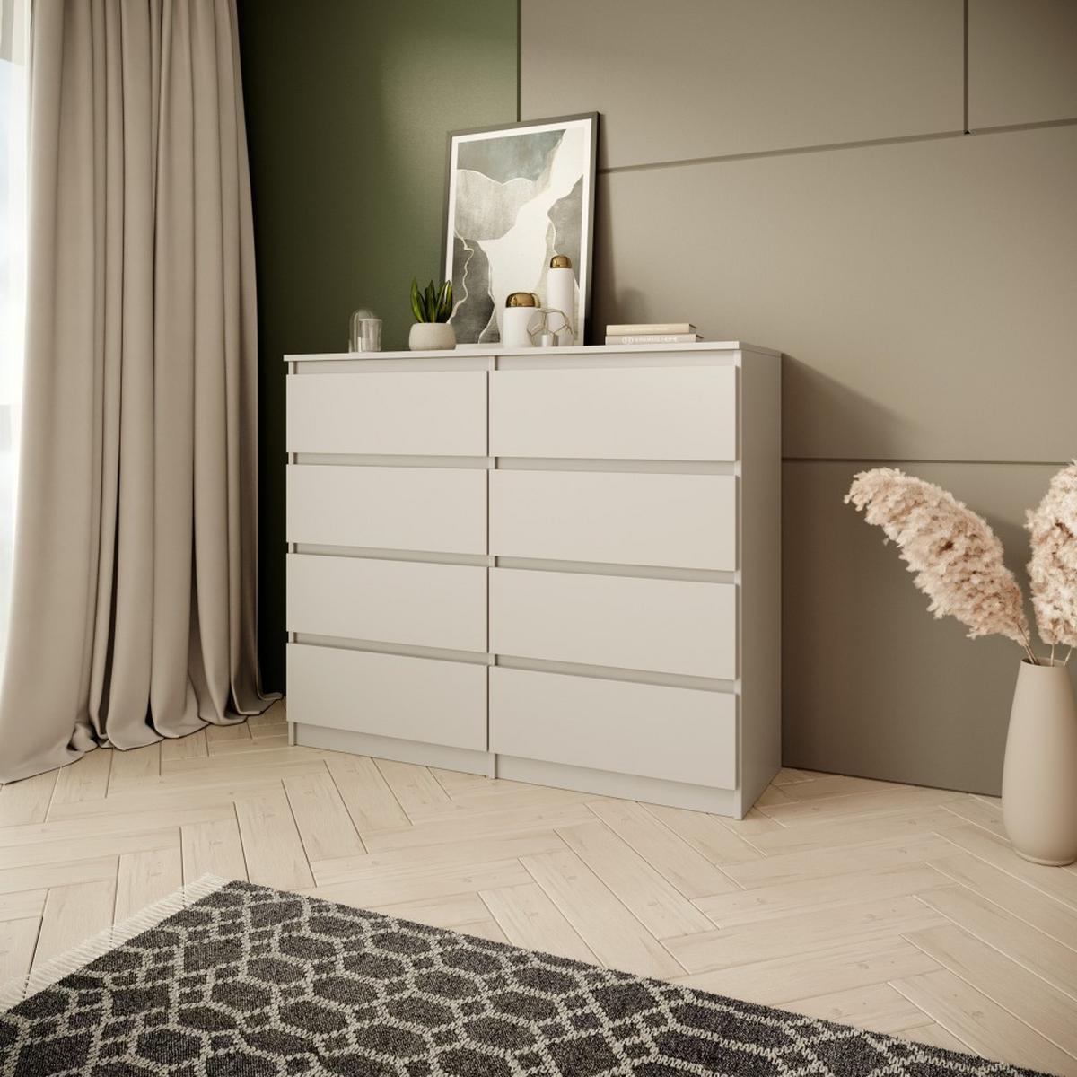 KOMMODE Look 100 cm mit acht Schubladen, kaschmir - Kaschmir, Holzwerkstoff (100/97/40cm) - Beautysofa