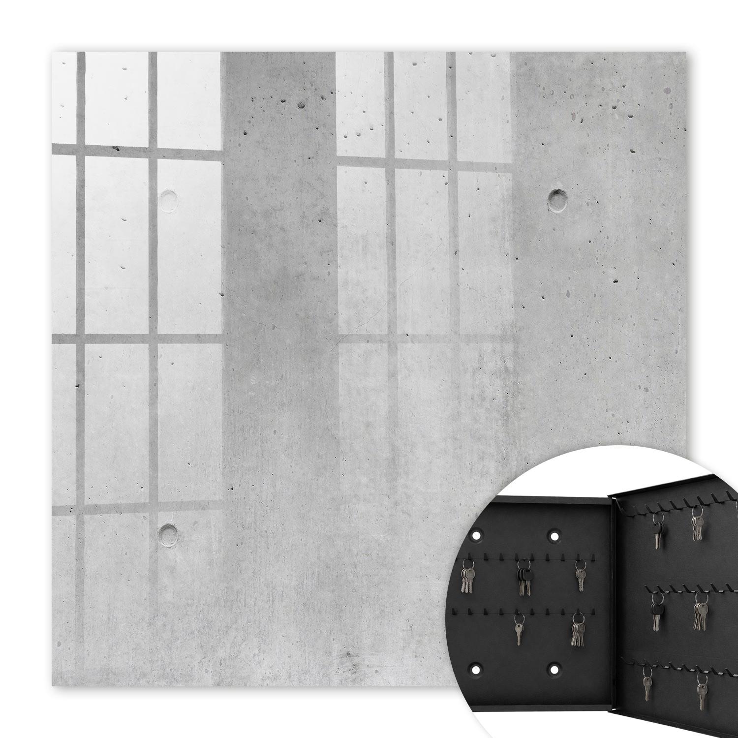 SCHLÜSSELBOX Schwarz 30x30 cm- Türöffnung nach rechts - Rohbeton - Grau, Metall (30/30/5cm) - TULUP