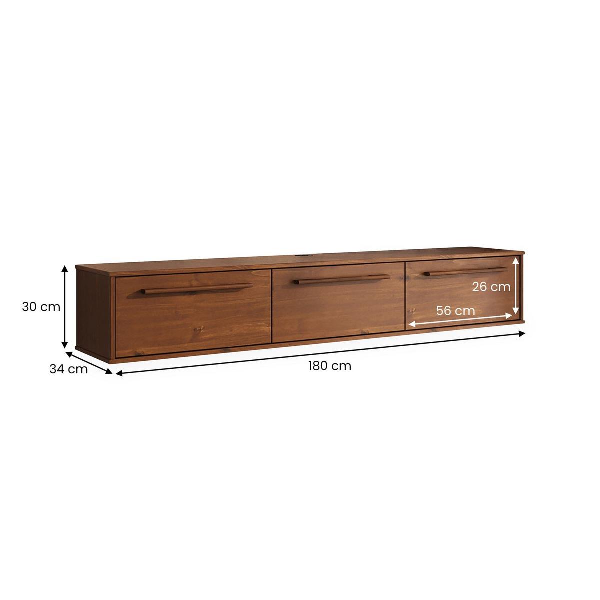 LOWBOARD TECCA - Kastanienfarben, Holz (180/30/34cm) - IDIMEX