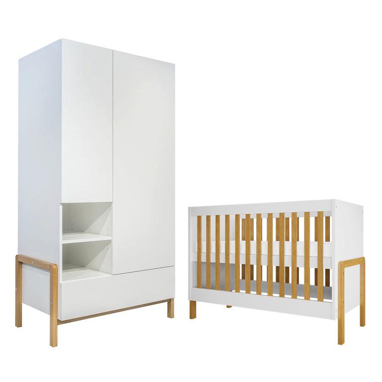 BABYZIMMER 2-teilig Victor Weiß und Holz - Weiß, Holzwerkstoff (66/89/130cm) - Petits-meubles