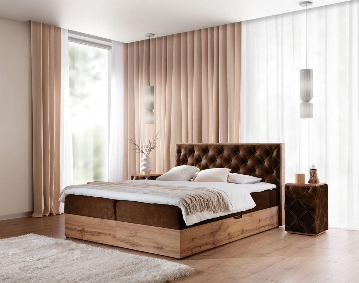 BOXBETT Maximo In Torre - Dunkelbraun, Holzwerkstoff/Textil (180/200cm) - Fun Möbel