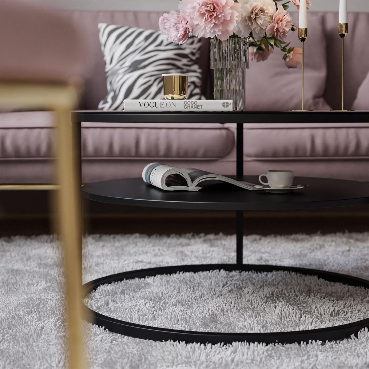 COUCHTISCH CIRI GLASS mit Regal - Schwarz, Glas (70/70/47.4cm) - Lookway
