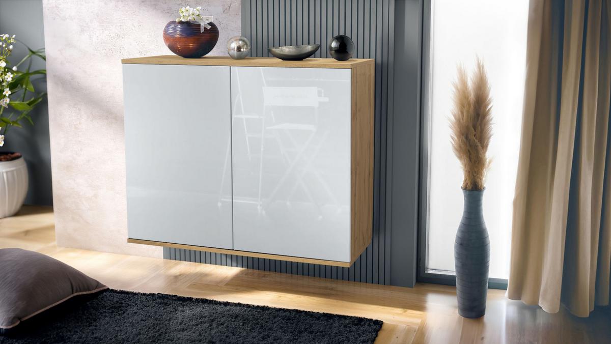 KOMMODE Skadu Weiß Hochglanz - Weiß Hochglanz, Holzwerkstoff (92.5/73.5/35cm) - Vladon