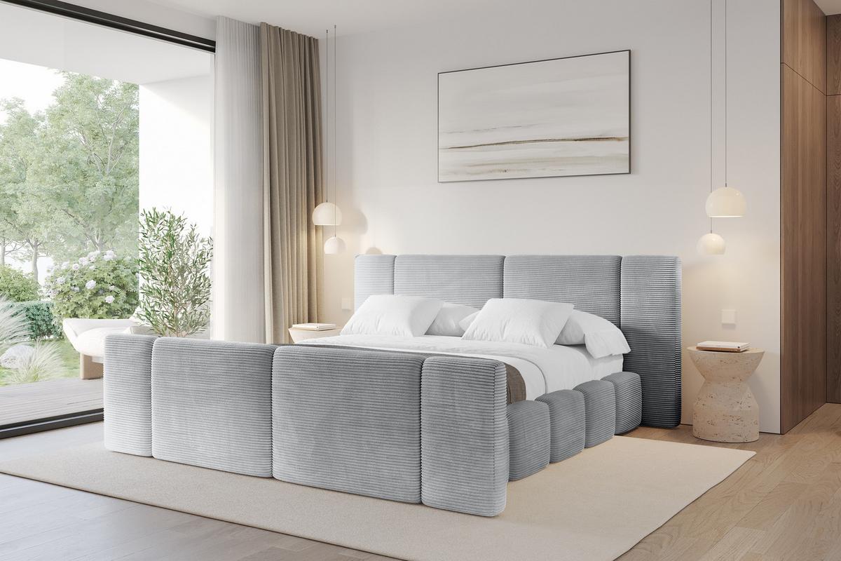 POLSTERBETT mit Bettkasten, Fußteil und Lattenrost, Bett mit Matratze H3/H4 - NILO-Z 120x200 Grau - Anthrazit, Holzwerkstoff/Textil (120/200cm) - ALTDECOR