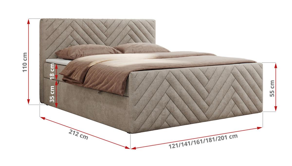 BOXBETT PARIS DUO 200/200 - Beige Struktur - H3 - Beige, Holz/Textil (200/200cm) - MKS