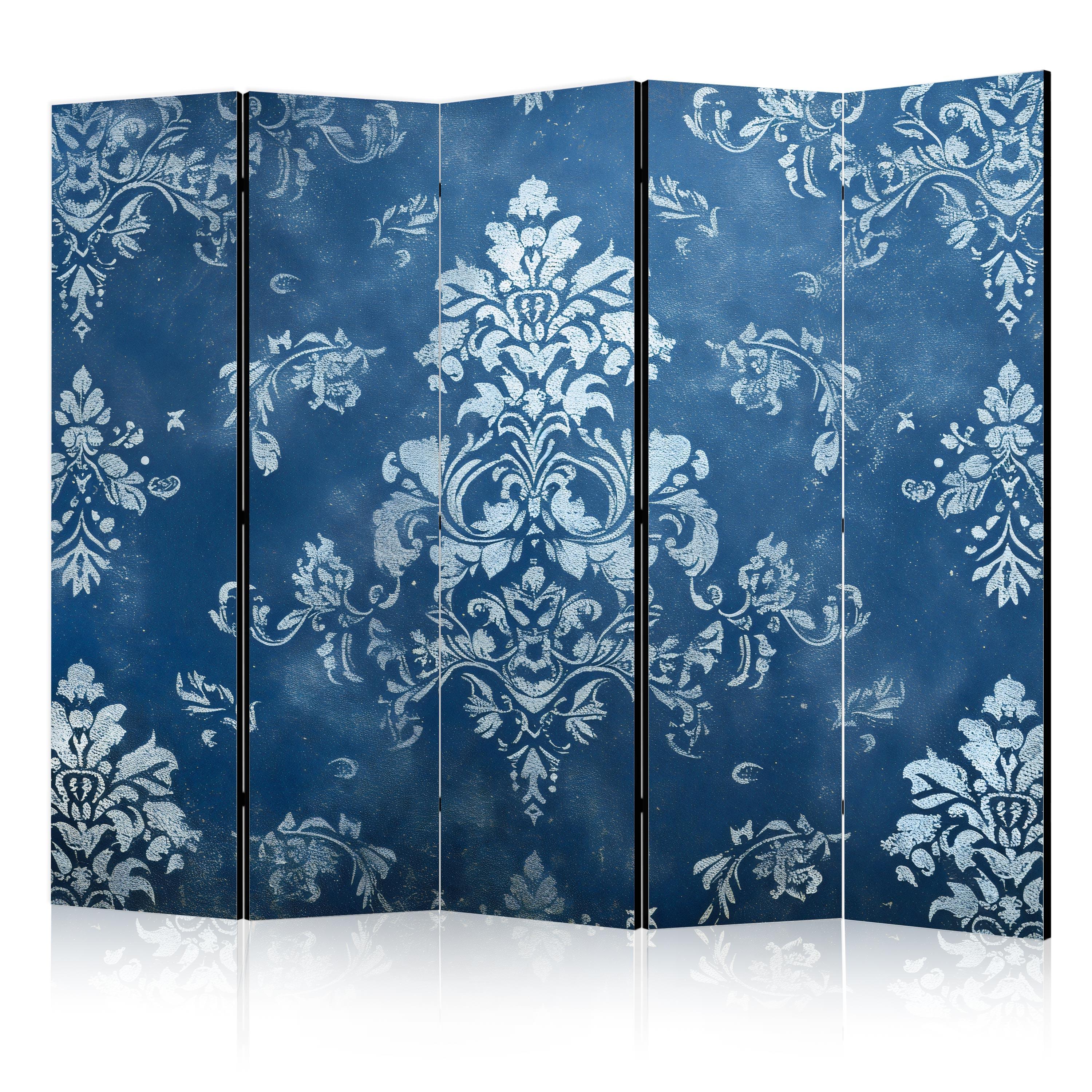 PARAVENT 5-tlg 225x172 cm Glamour Ornamente - Blau, Holz/Textil (225/172/3cm) - Muralo