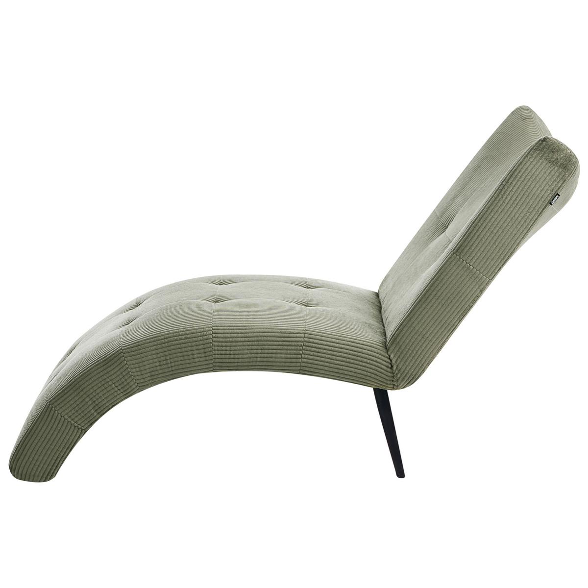 CHAISELONGUE Cord Grün Quilly - Schwarz/Grün, Textil (83/97/153cm) - Beliani