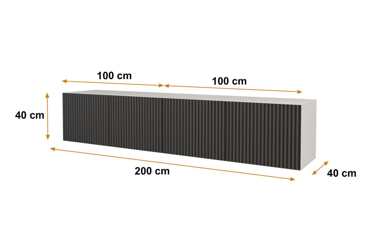 LOWBOARD NOA-2-W 2x100x40x40 cm - Weiß / Schwarz - Schwarz, Holzwerkstoff (200/40/40cm) - ALTDECOR