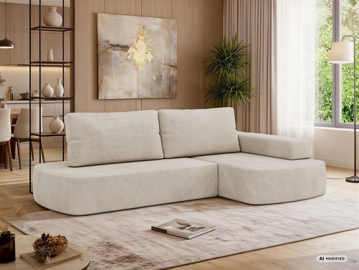 ECKSOFA LIRENA L Cord Creme - Rechts - Creme, Textil (260/160cm) - MKS