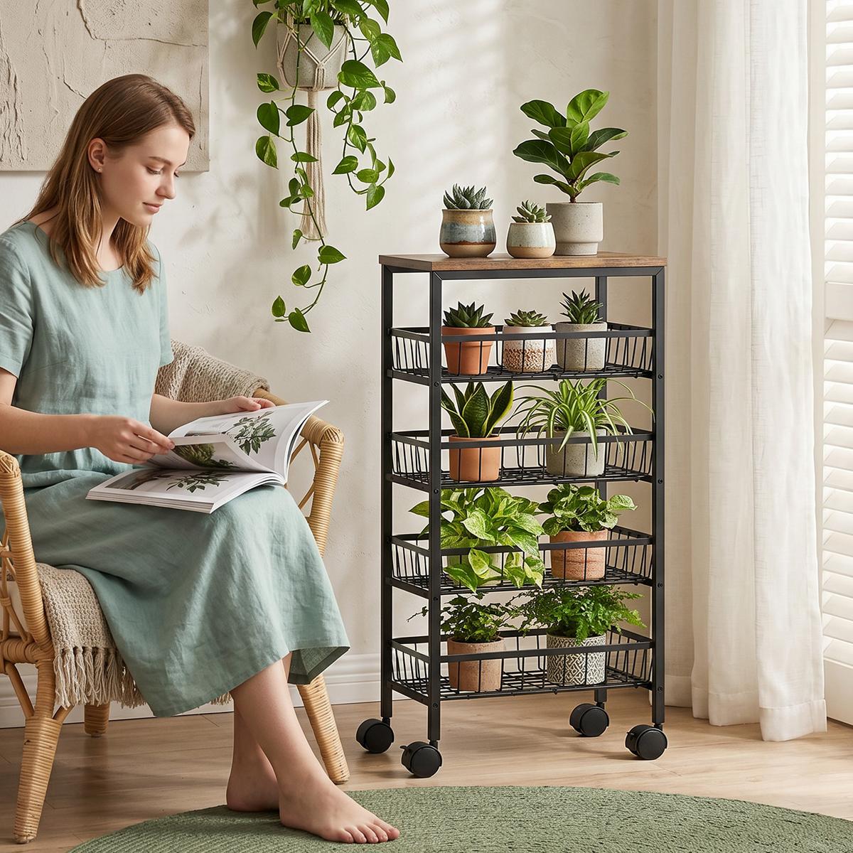 AUFBEWAHRUNGSWAGEN Spanplatte Rustikal-Braun - Braun, Holzwerkstoff (24/81.5/40cm) - HOMCOM