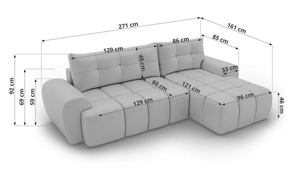 ECKSOFA MARIVO L - Dunkelgrau Schenille grob gewebt - Links Seite - Dunkelgrau/Schwarz, Kunststoff/Textil (161/271cm) - MKS