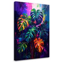 LEINWANDBILD Tropische Monstera Blätter 80x120cm - Multicolor, Textil (80/120cm) - Feeby