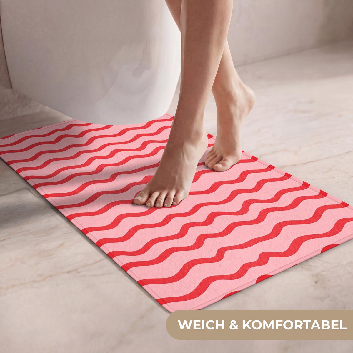 WC-VORLEGER Verspielt - Muster - Rot WC Teppich 50x80 cm - Rosa, Textil (50/1cm) - OnlyWow