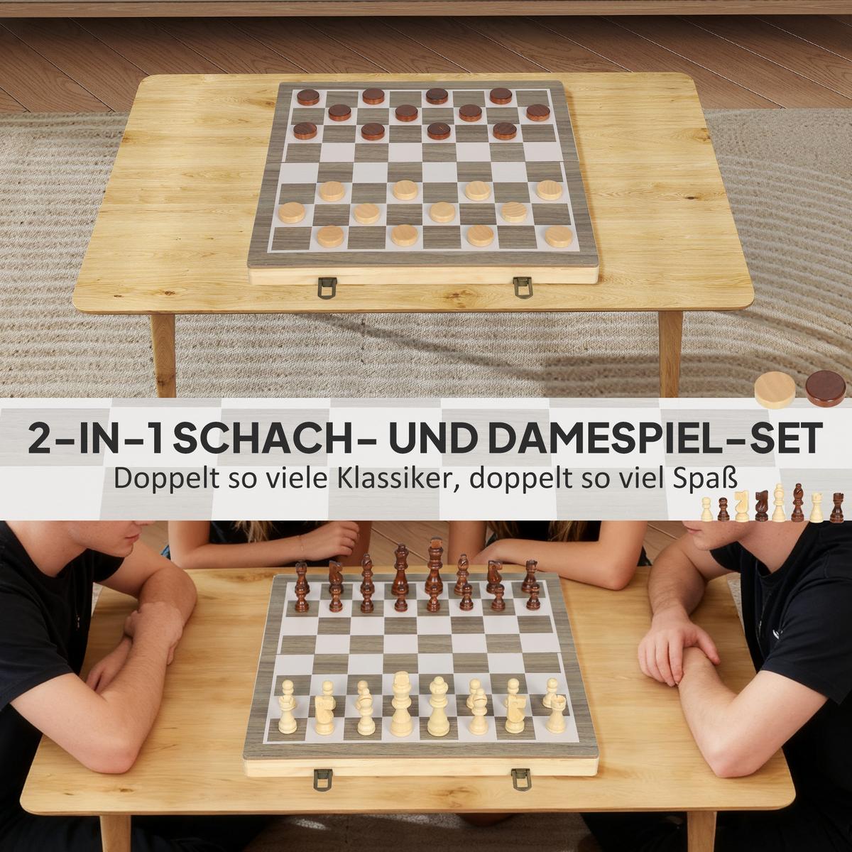 SCHACHSPIEL MDF Kiefernholz Walnuss - Walnussfarben, Holz (38.5/38.5cm) - SPORTNOW