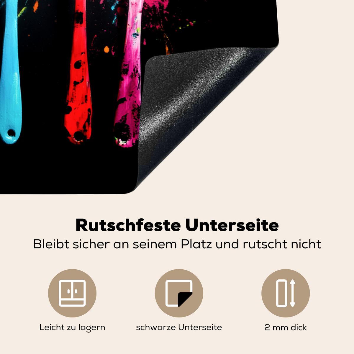HERDABDECKPLATTE Löffel - Gewürze - Modern - Graffiti - Farbe - Farbenfroh Induktionsschutz 91.6x52.7 cm - Multicolor, Kunststoff (91.6/52.7/0.2cm) - MuchoWow