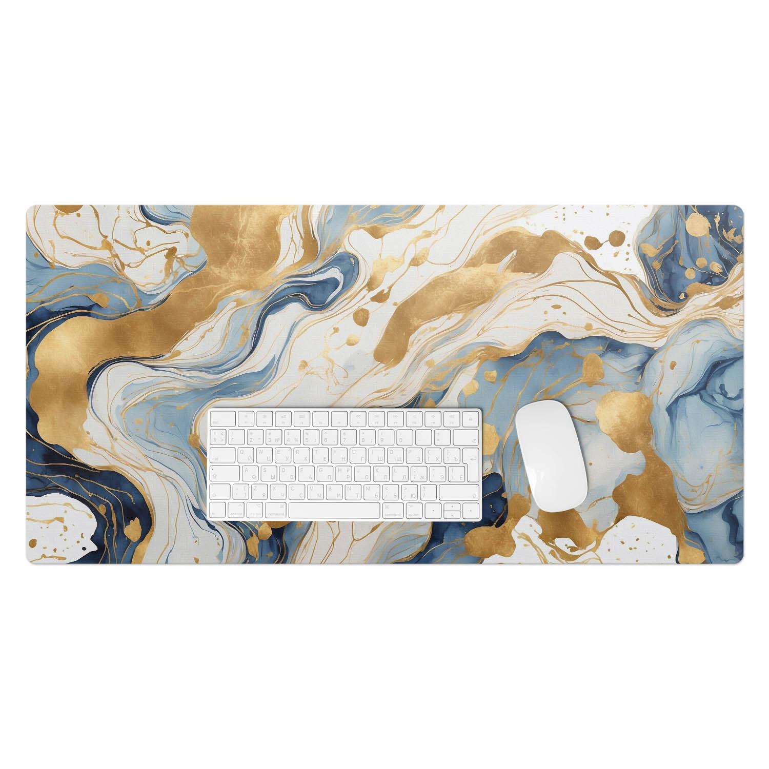 SCHREIBTISCHUNTERLAGE 90x45 cm Blau - Goldfarben/Hellblau, Kunststoff (90/45/1.6cm) - Wallfluent