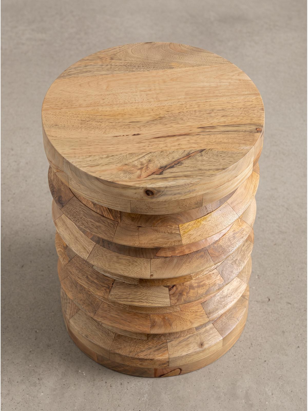 BEISTELLTISCH JELSA, Mango Massivholz, handgefertigt, Ø 35 x 45 cm - Hellbraun/Braun, Holz (35/35/45cm) - KADIMA DESIGN