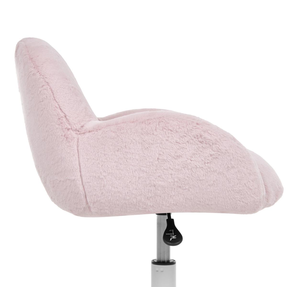SCHREIBTISCHSTUHL Webpelz Pastellrosa Jubbi - Pink, Textil/Metall (60/65/60cm) - Beliani