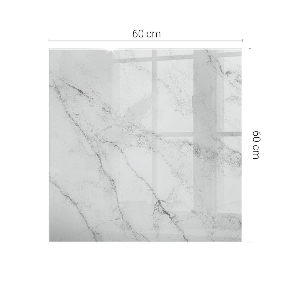 TISCHPLATTE 60x60 cm Marmoroberflächenmuster - Hellgrau, Glas (0.4/60/60cm) - TULUP