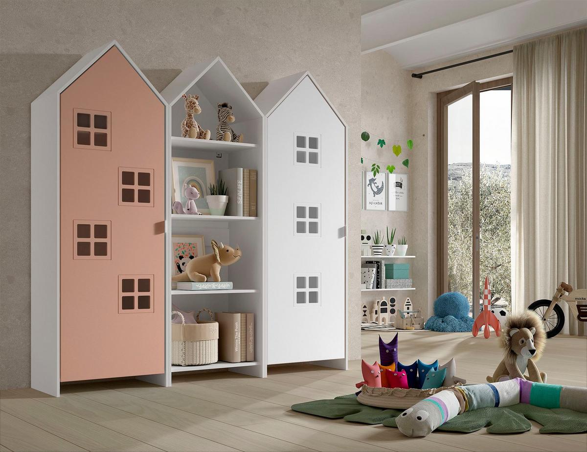 REGALSCHRANK Set Kania 173x37x171 MDF Weiß /Bunt - Pink/Weiß, Holzwerkstoff (173/171/37cm) - 58aufmkessel