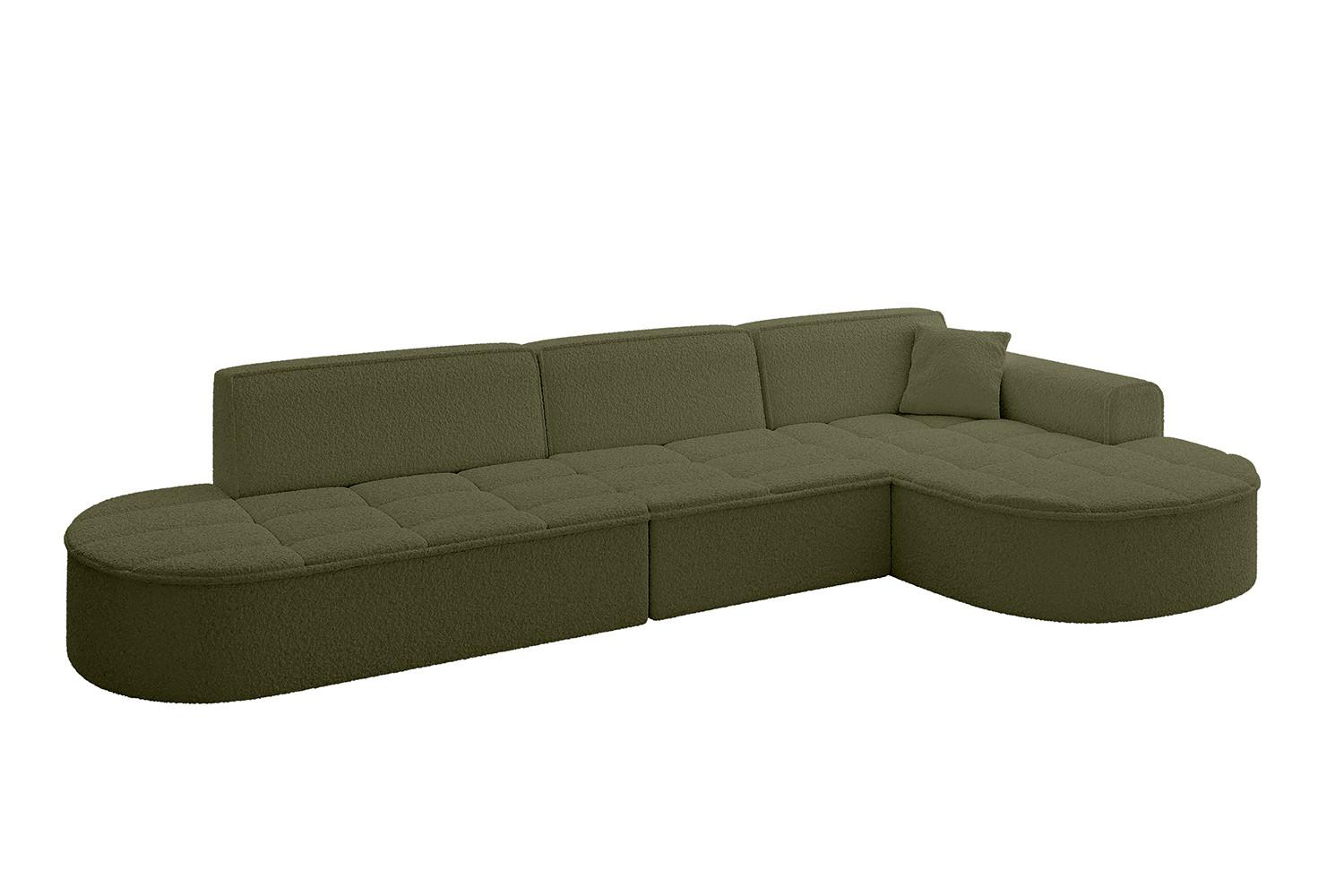 ECKSOFA Ottomane Rechts TARO-L2 - 328x171x79,5 cm Grün - Grün, Holzwerkstoff/Textil (328/171cm) - ALTDECOR