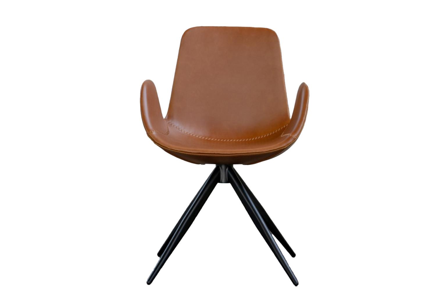 DREHSTUHL QUEN Braun Kunstleder Drehbar (180°) - Braun, Leder (55/82/55cm) - KAWOLA