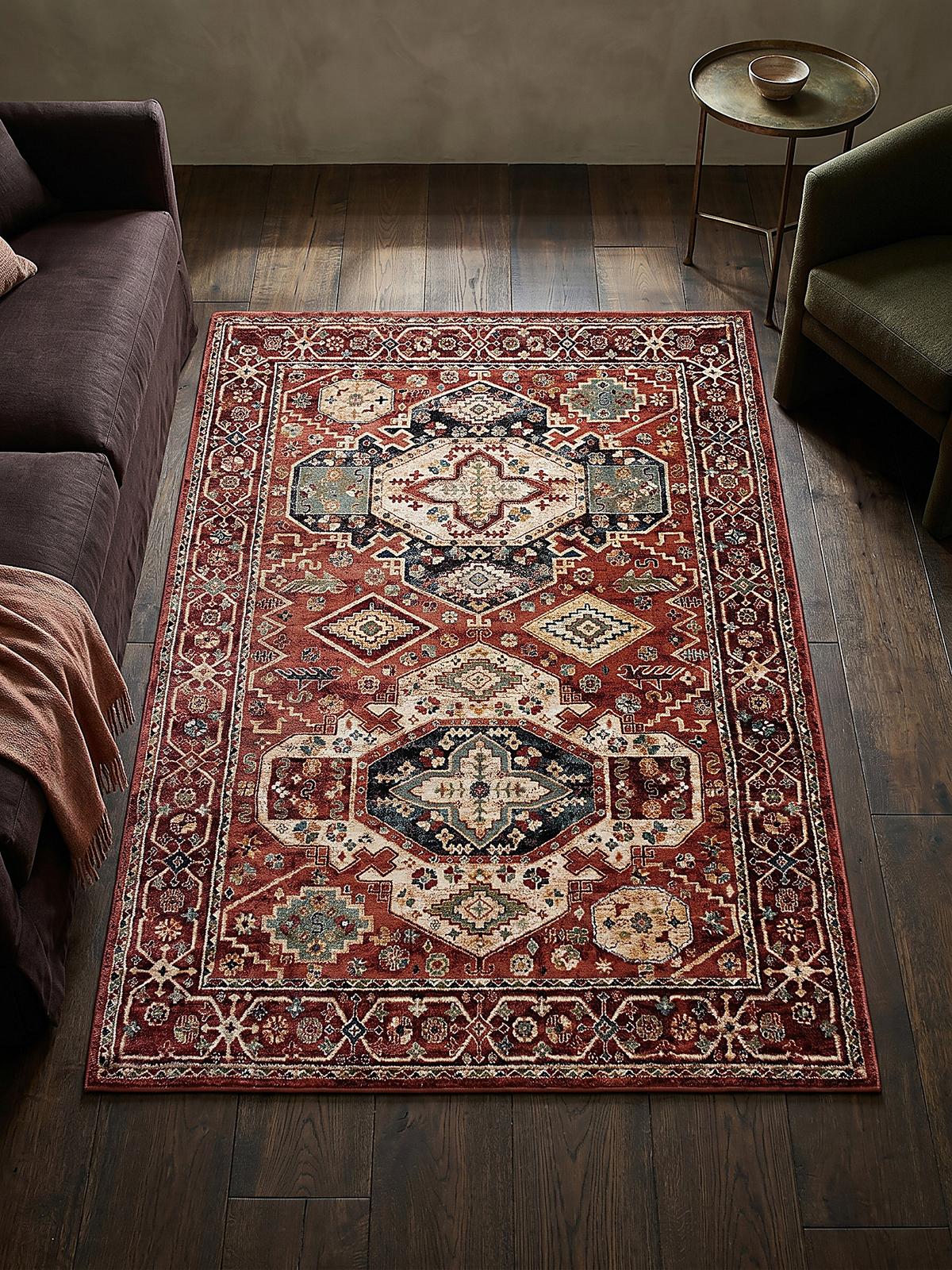 KURZFLORTEPPICH GLAZERT, geometrisch, Rot, 120 x 170 cm - Rot, Textil (170/120cm) - KADIMA DESIGN