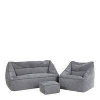 SITZSACK-SET 3 tlg, Sofa Chenille Cecilia, Sitzsack Sessel mit Hocker - Grau, Kunststoff/Textil (160/70/93cm) - icon