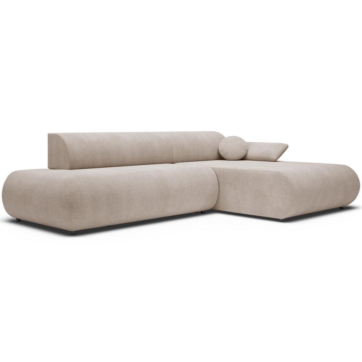 ECKSOFA Armone Hellbeige Chenille - Ecru/Schwarz, Kunststoff/Textil (173.5/286cm) - Selsey