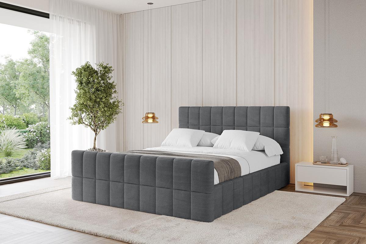 POLSTERBETT mit Bettkasten, Fußteil und Lattenrost, Boxbett ohne Matratze - AMEA-Z 180x200 Dunkelgrau - Anthrazit, Holzwerkstoff/Textil (180/200cm) - ALTDECOR