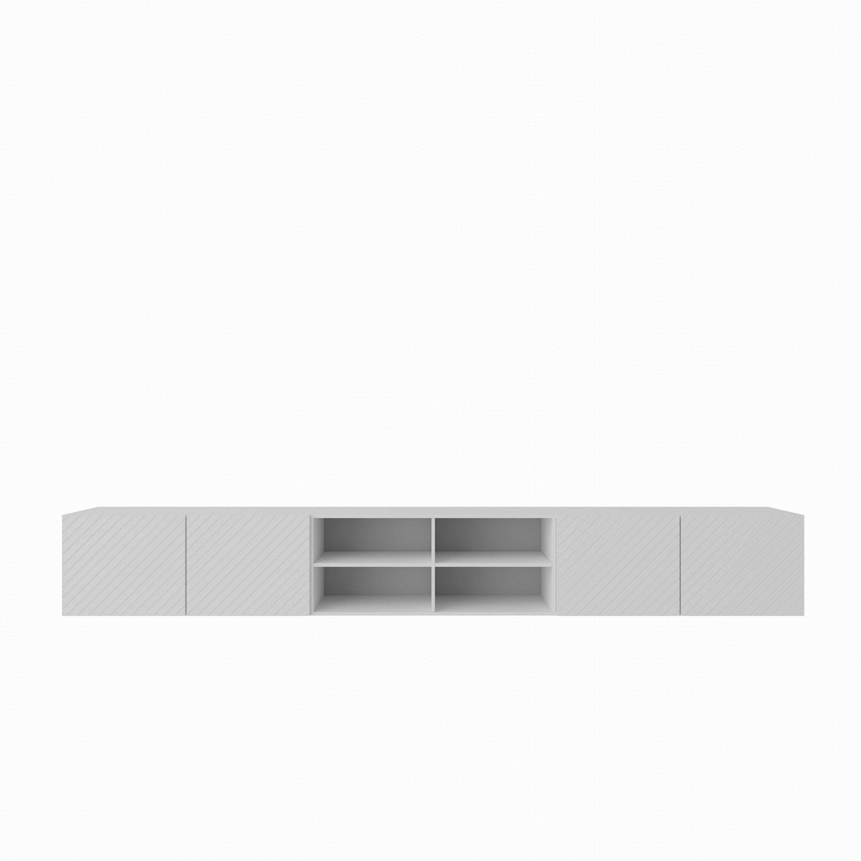 LOWBOARD CAVA 300/41/40 cm, Hängender TV-Schrank Weiß - Weiß, Holzwerkstoff (300/41/40cm) - MASSENO