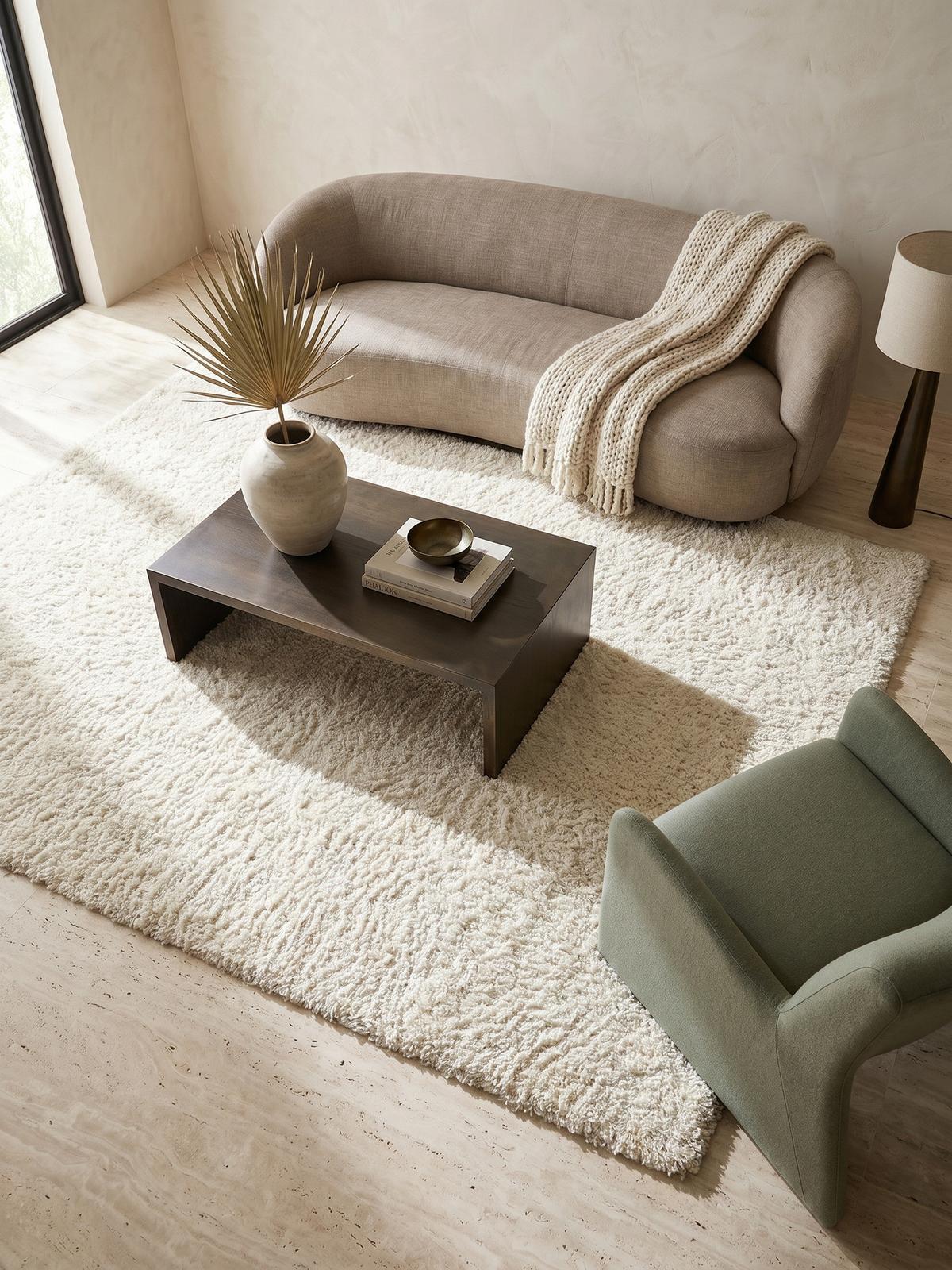 HOCHFLORTEPPICH RHEIN, einfarbig, aus Polypropylen, Creme, 100 x 200 cm - Beige, Textil (200/100cm) - KADIMA DESIGN