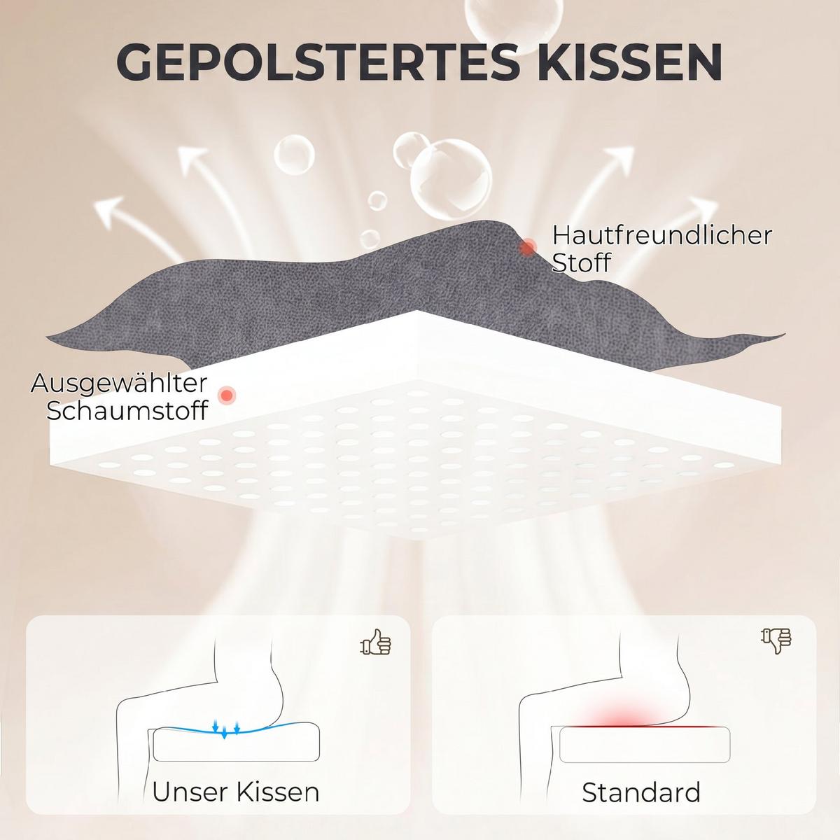 BÜROSTUHL mit Massagefunktion aus Polyester Grau - Schwarz/Grau, Textil/Metall (70.5/122/76cm) - HOMCOM