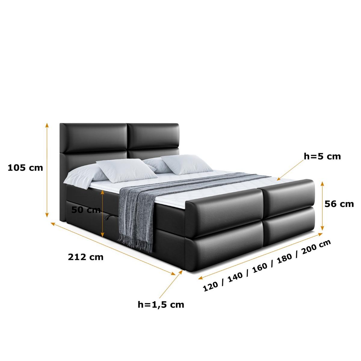 BOXBETT BOXI3-Z - 140x200 cm - H4 - Schwarz Hochglanz - Schwarz Hochglanz, Holzwerkstoff (140/200cm) - ALTDECOR