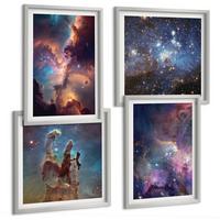BILDER SET 4er Set - 50x50 cm & 40x60 cm Silberner Rahmen - Kosmische Sternenlandschaften - Silberfarben, Kunststoff (50/50cm) - TULUP