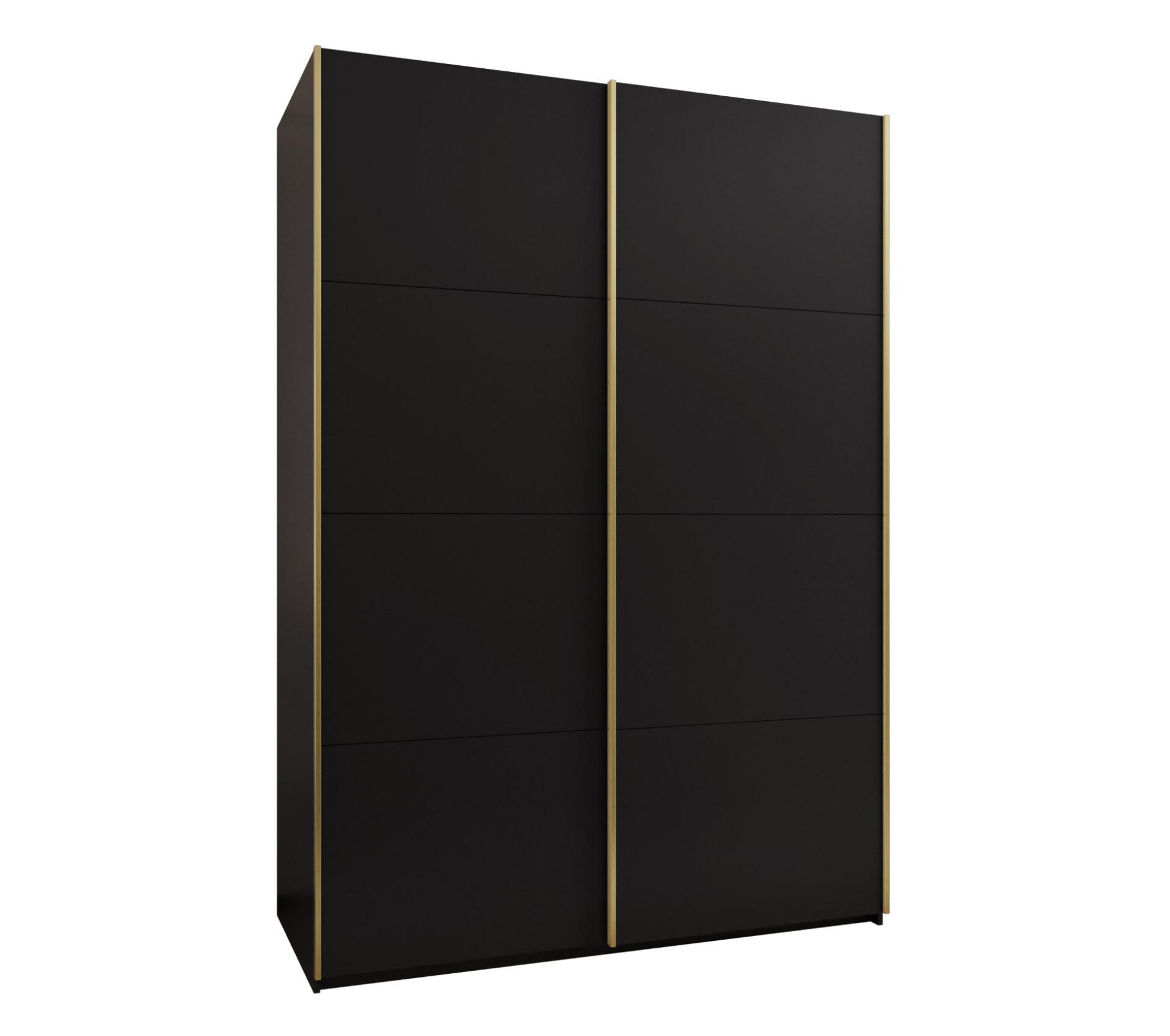SCHWEBETÜRENSCHRANK 245,5/170/64 2-türig - Goldfarben/Schwarz, Holz/Metall (170/245/64cm) - Abiks Möbel