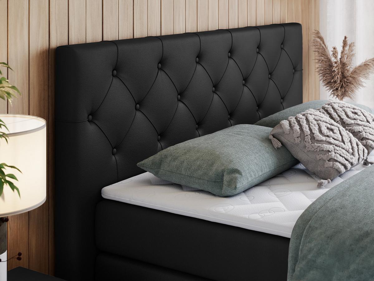 BOXSPRINGBETT KING VELEN 140/200 Schwarz Kunstleder - H4 - Schwarz, Holz/Textil (140/200cm) - MKS