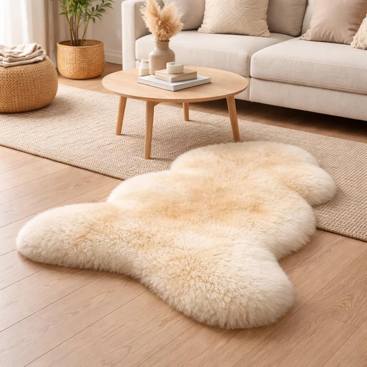SCHAFFELL Premium Lammfell Natur ungeschoren weiche Wolle Naturweiß ca. 115 cm - Weiß, Fell (65/115cm) - Provellus