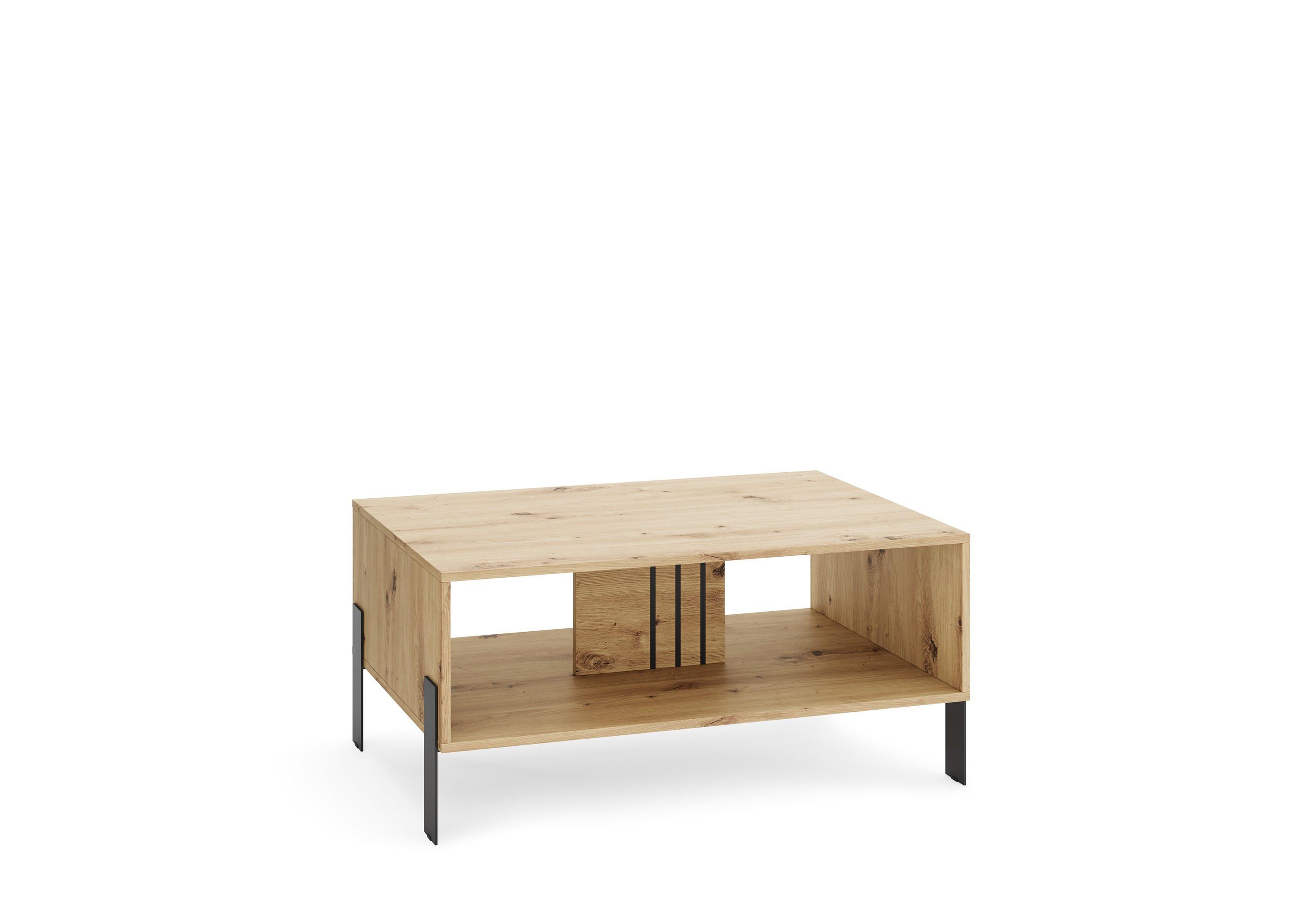 COUCHTISCH VALOZA 100 cm Eiche Artisan - Schwarz/Eiche Artisan, Holzwerkstoff (55/100/47cm) - MASSENO