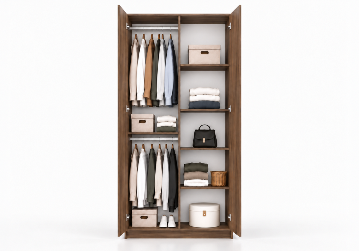 DREHTÜRENSCHRANK ROSA III 2D 100/210/55, 2-türig, Nussbaum - Nussbaumfarben, Holzwerkstoff (100/210/55cm) - imoebel24