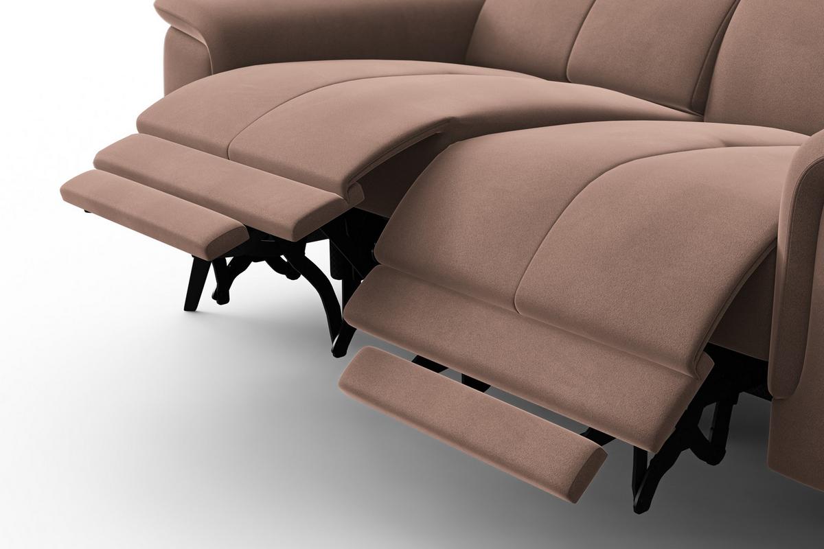 SOFA RELAX FIERO 2-Sitzer, Brauner Veloursstoff - Schwarz/Braun, Holz/Textil (170/82/103cm) - Courtois Laville