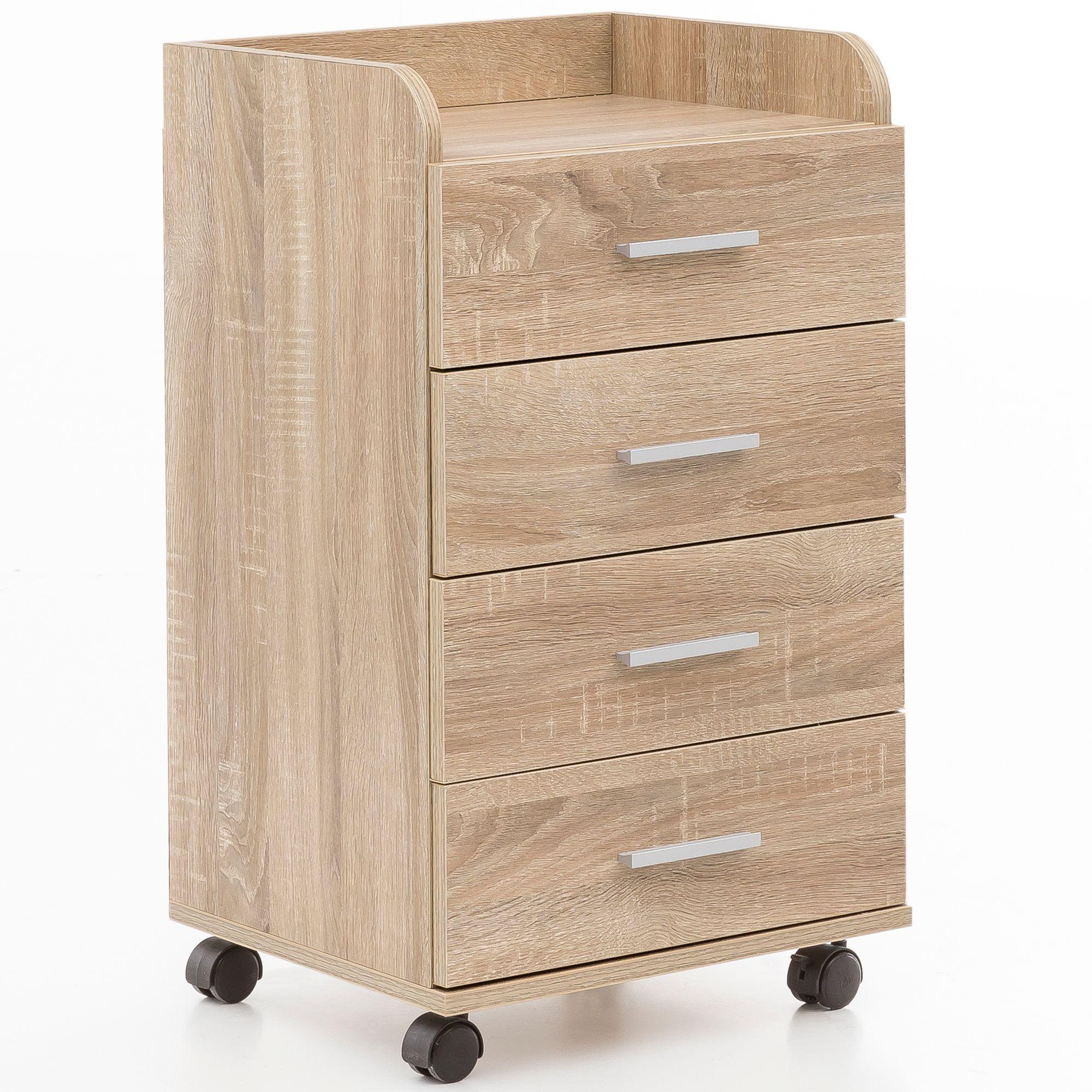 ROLLCONTAINER 4 Schubladen Ablage Melaminbeschichtet ISONZO, Beige 40x33x71 cm - Beige/Schwarz, Holz/Kunststoff (40/71/33cm) - KADIMA DESIGN