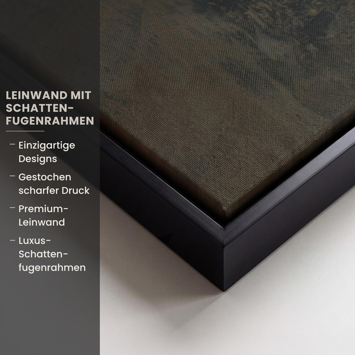 LEINWAND Bilder mit Rahmen - Golden Leaf Komposition - Botanical Luxury - 100x70 - Goldfarben, Textil (100/70cm) - MuchoWow