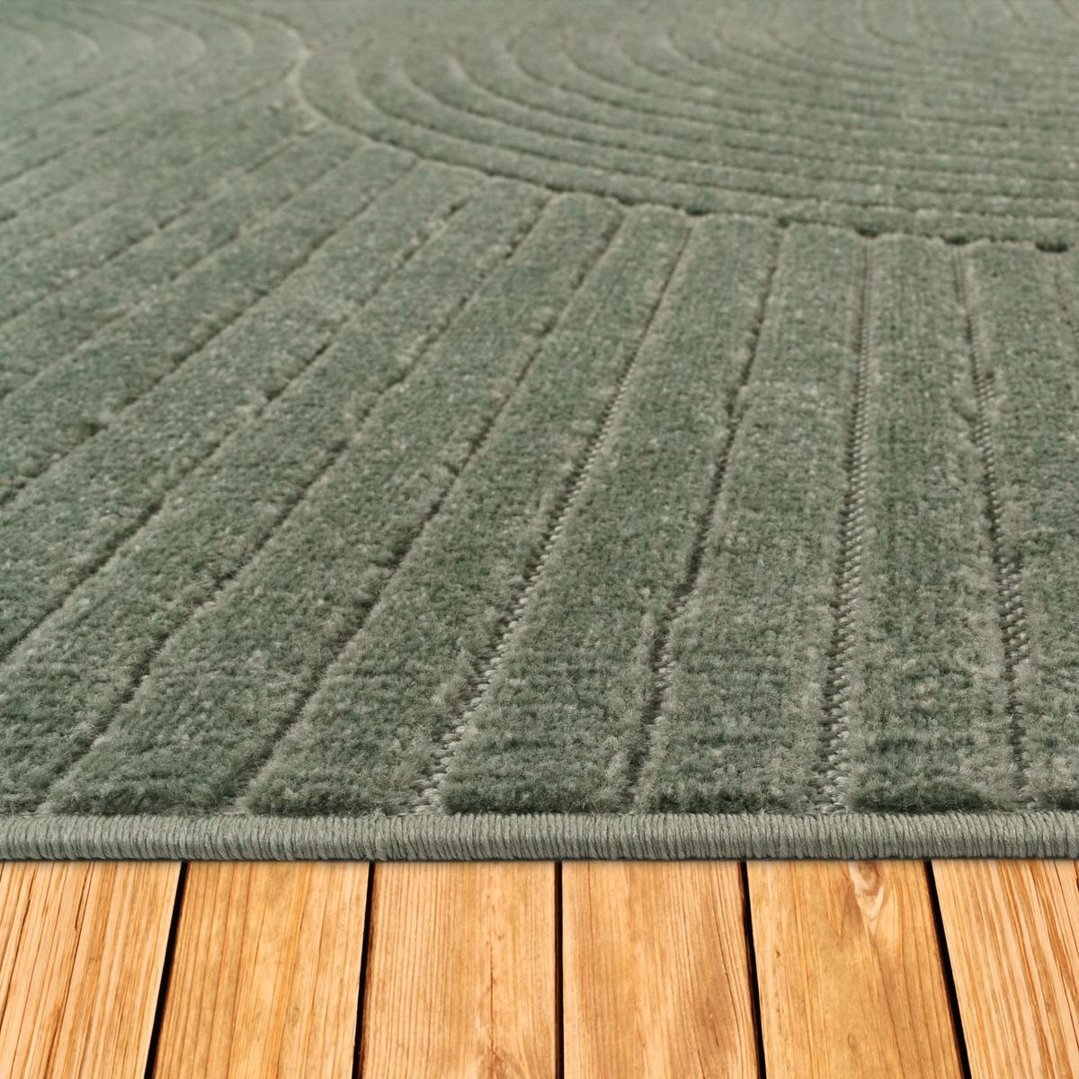 KURZFLORTEPPICH, mit Struktur, Florhöhe 6 mm, Grün, Ø 120 cm - Grün, Textil (120/120cm) - KADIMA DESIGN