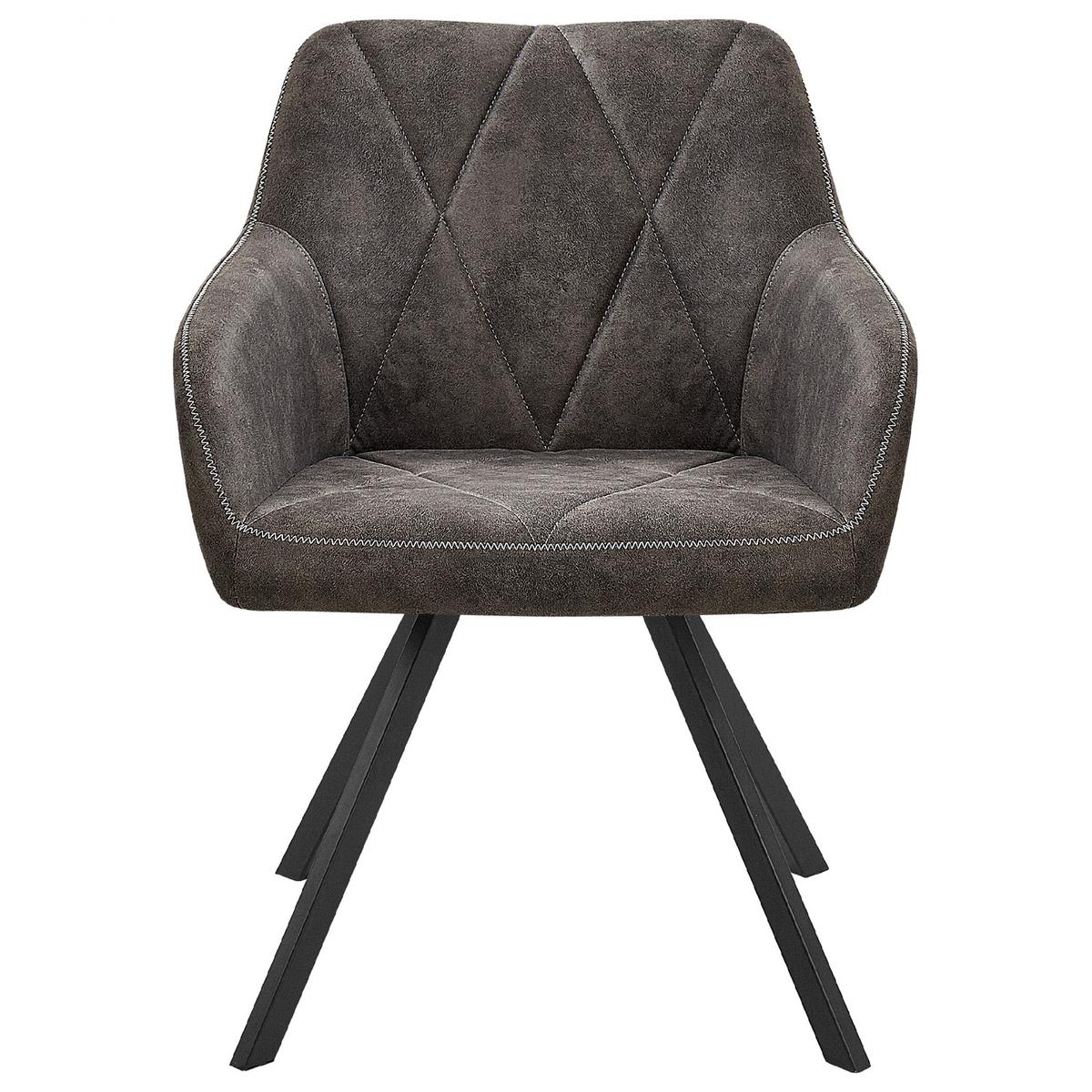 ESSZIMMERSTUHL 2er-Set Polsterbezug Grau Monee - Grau, Textil/Metall (48/78/50cm) - Beliani