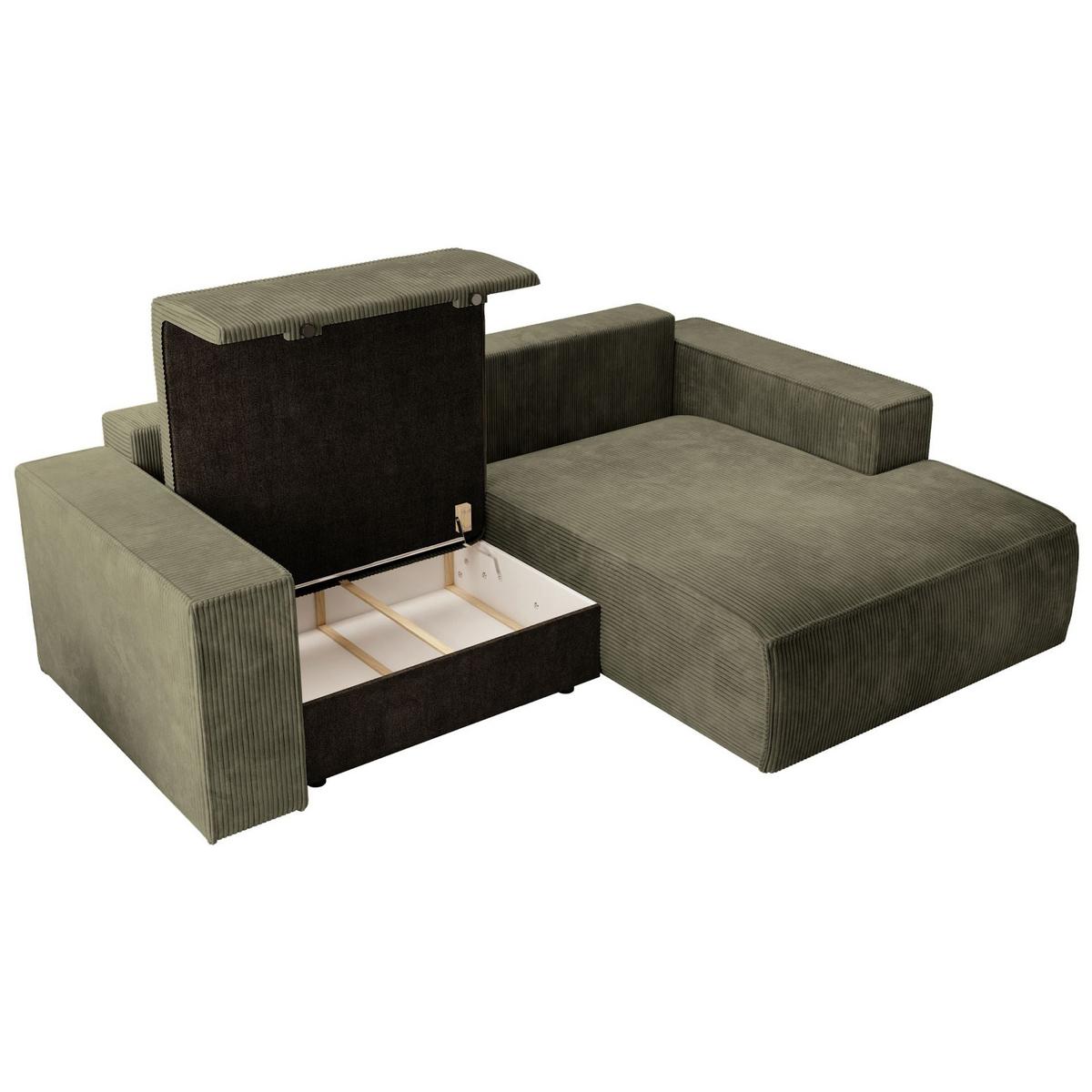 ECKSOFA Farese Mini mit Cordbezug Olivgrün, rechts - Schwarz/Olivgrün, Textil (167/240cm) - Selsey