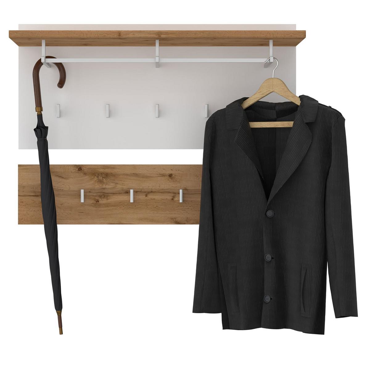WANDGARDEROBE BILBAO Wotan Eiche/weiß - Eiche Wotan/Weiß, Holzwerkstoff (90/60/30cm) - CARO-Möbel