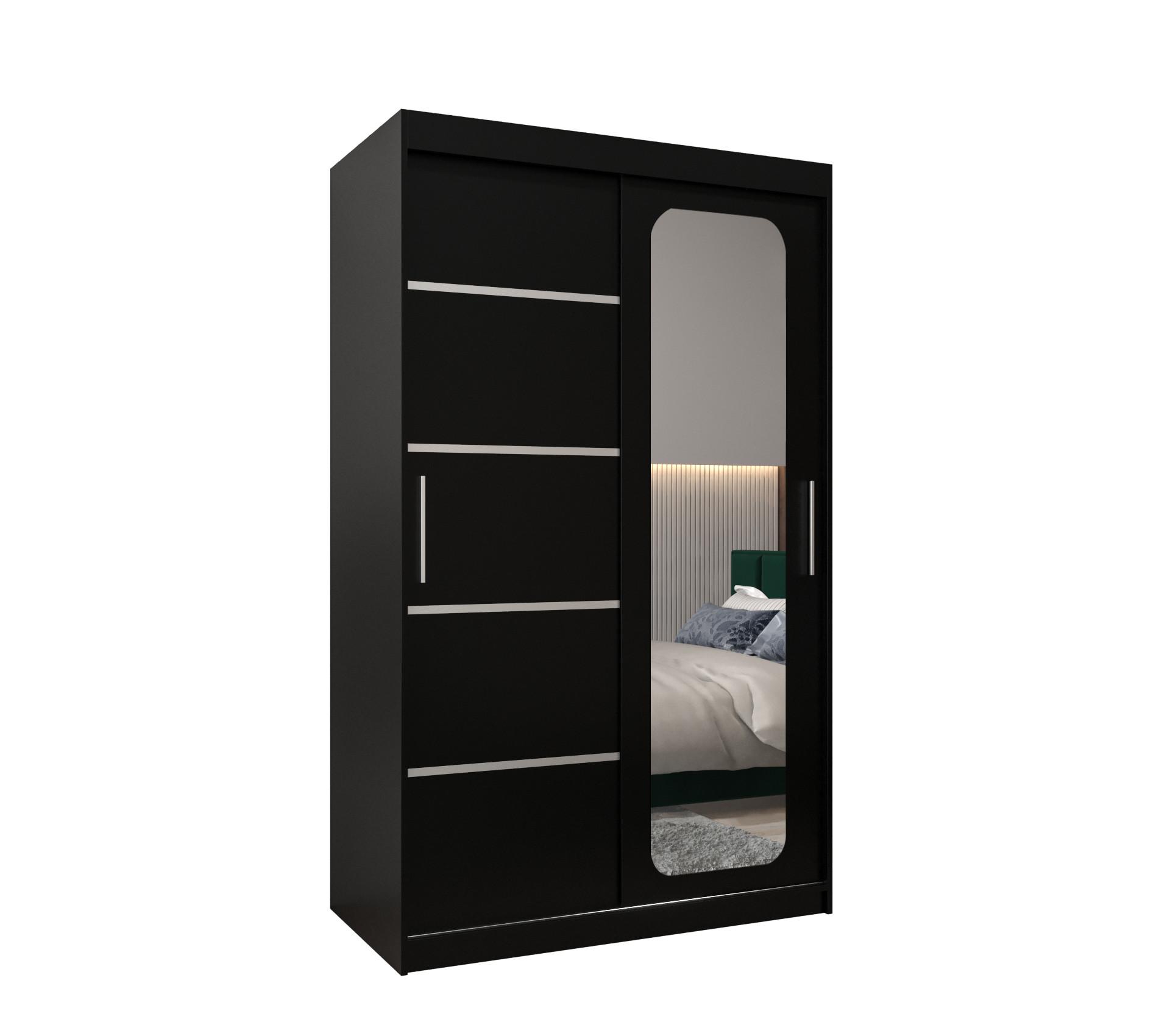 SCHWEBETÜRENSCHRANK 200/120/62 2-türig - Silberfarben/Schwarz, Holz/Kunststoff (120/200/62cm) - MÖBEL KRYSPOL